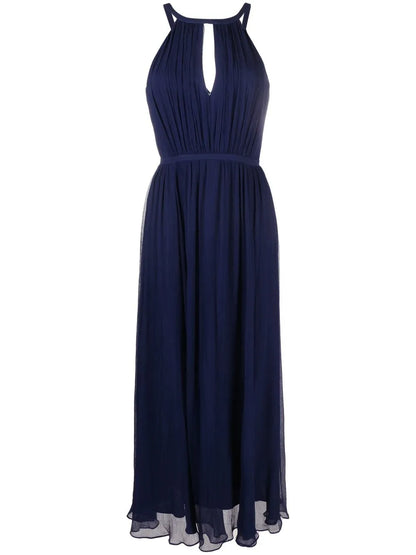 Keyhole-Detail Pleated Gown