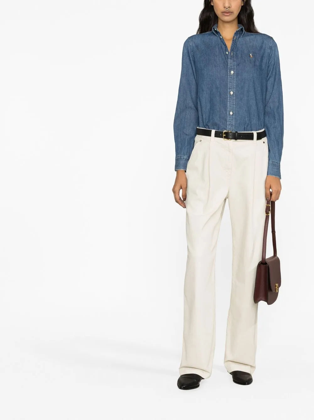 Embroidered-Logo Denim Shirt