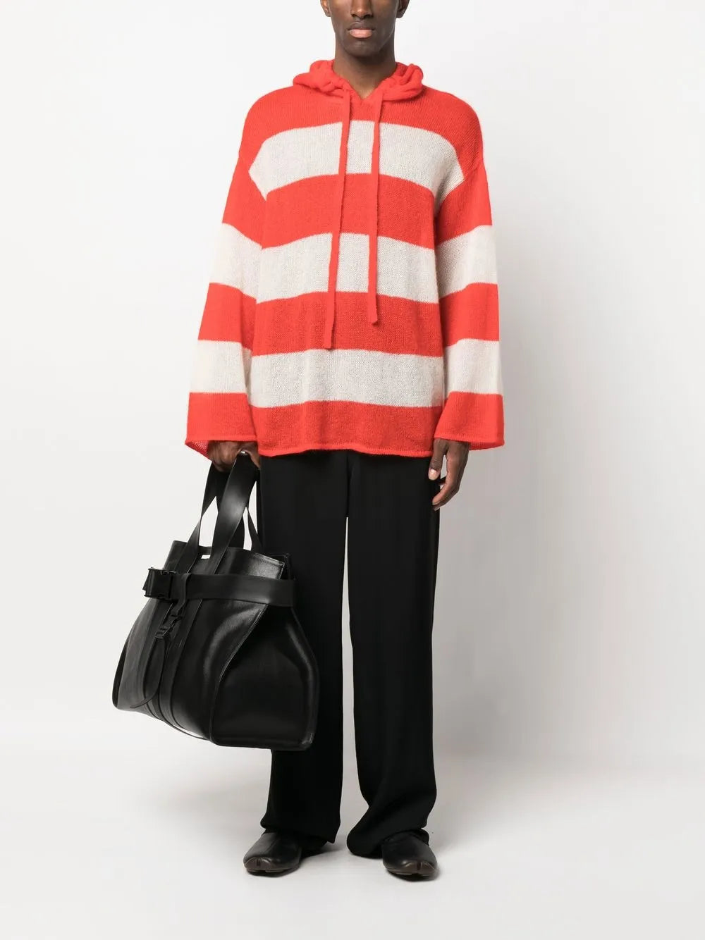 Striped Intarsia Knit Hoodie