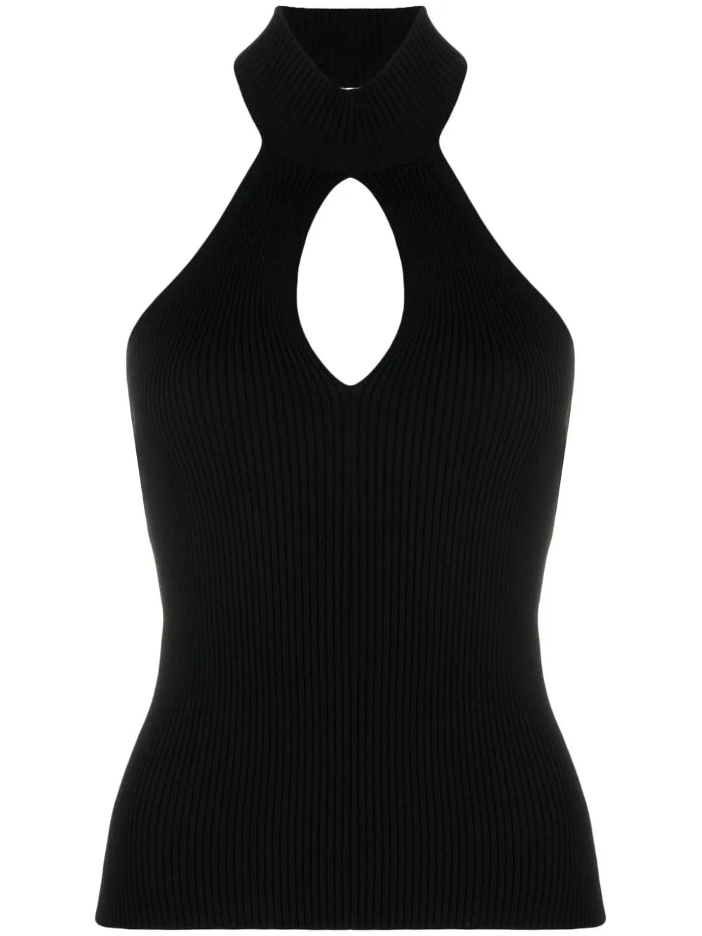 Halterneck Ribbed Knit Top