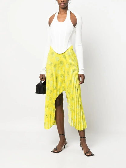 Arch Pleated Midi Skirt