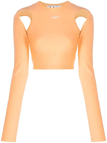 Cut-Out Long-Sleeve Crop Top