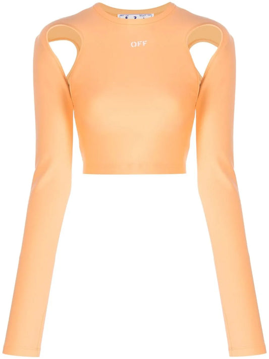 Cut-Out Long-Sleeve Crop Top