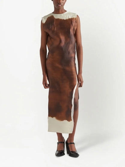 Satin Printed Maxi Dress