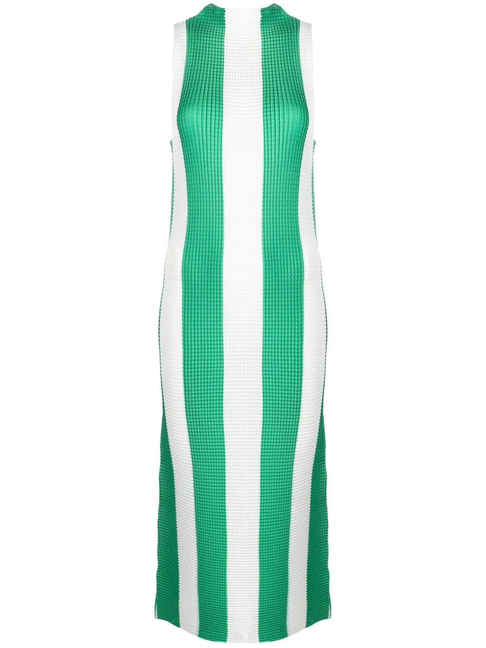 Horizontal-Pattern Print Midi Dress