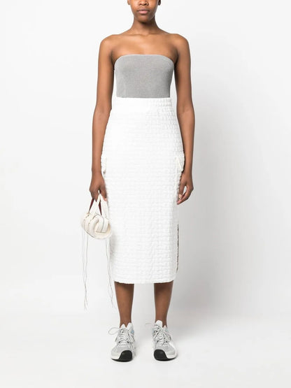 Embossed Logo-Print Midi Skirt