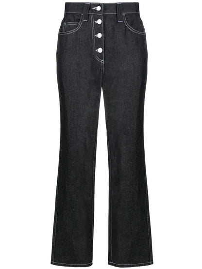 Button-Fly Flared Jeans