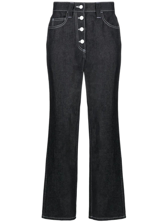 Button-Fly Flared Jeans