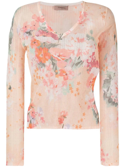 Long-Sleeve Ribbed Blouse