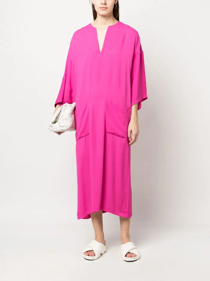 Belted Long-Sleeved Midi Dress