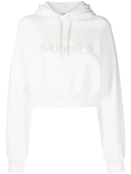 Cropped Logo-Print Cotton Hoodie