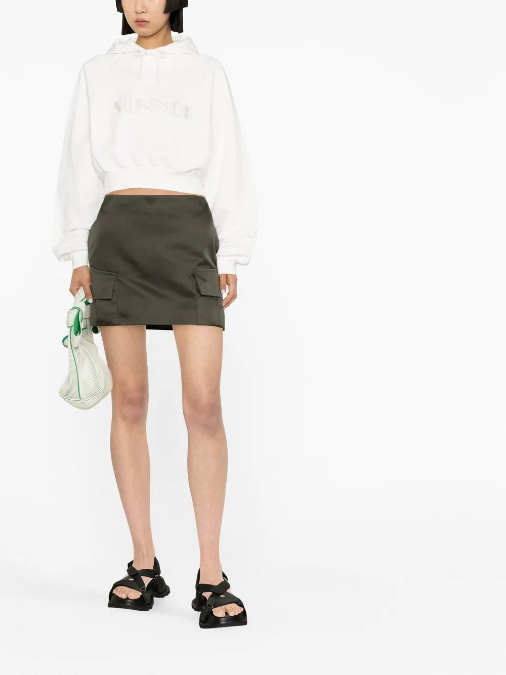 Cropped Logo-Print Cotton Hoodie