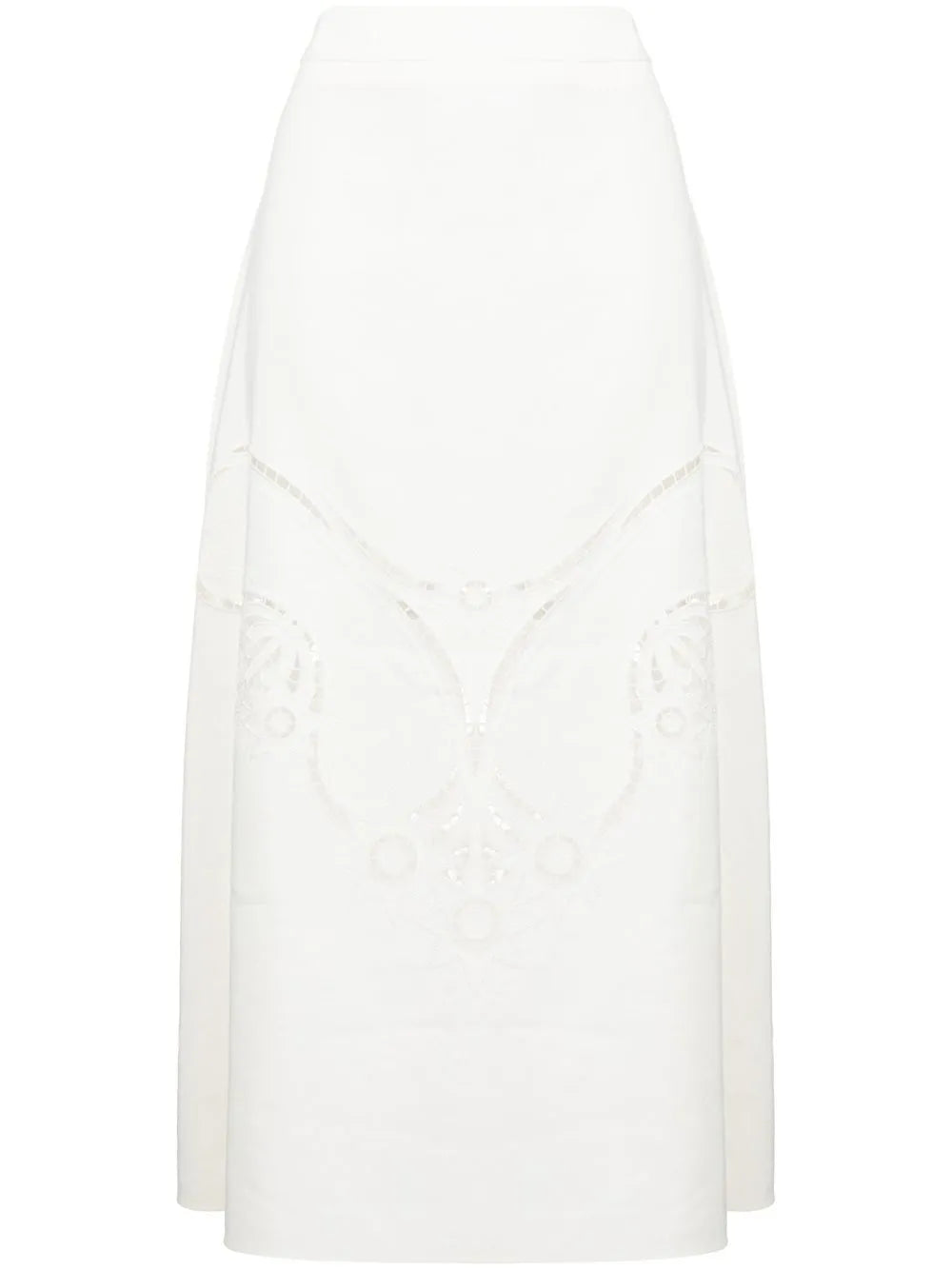 High-Waisted Embroidered-Design Skirt