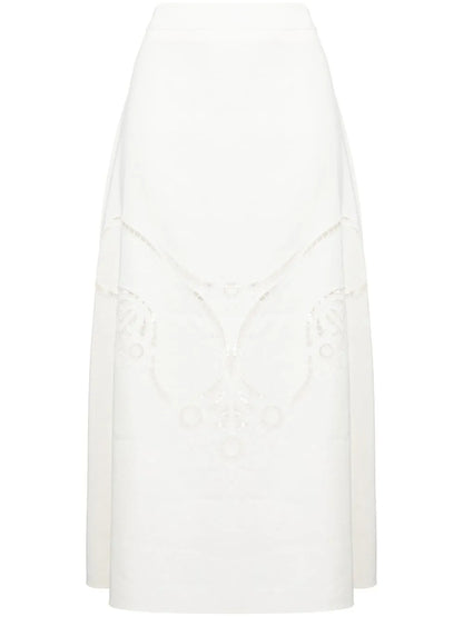 High-Waisted Embroidered-Design Skirt