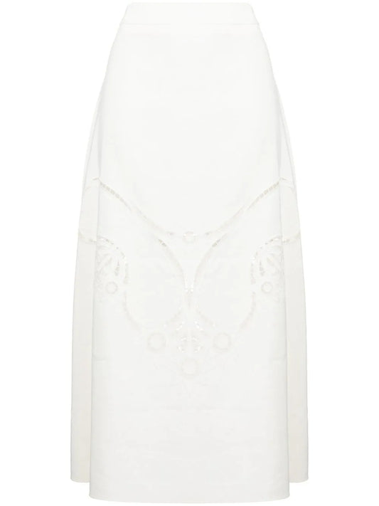 High-Waisted Embroidered-Design Skirt