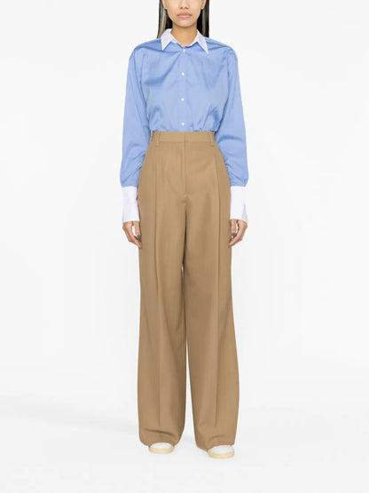 Contrast-Trim Long-Sleeve Shirt