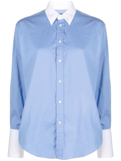 Contrast-Trim Long-Sleeve Shirt