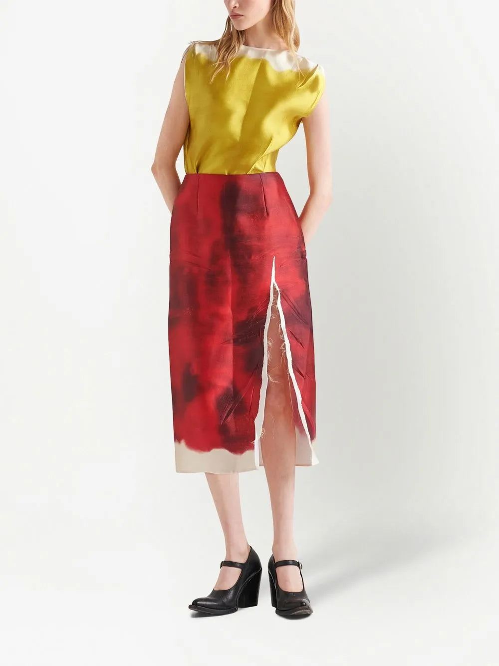 Two-Tone Silk Satin Blouse