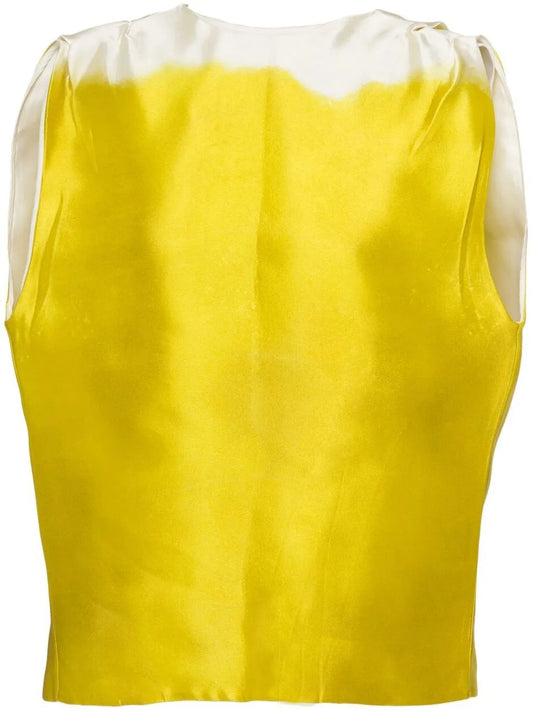 Two-Tone Silk Satin Blouse