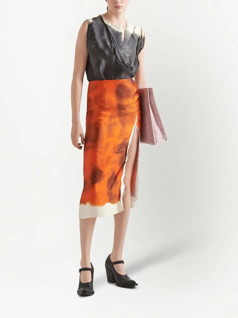 Two-Tone Silk Satin Blouse