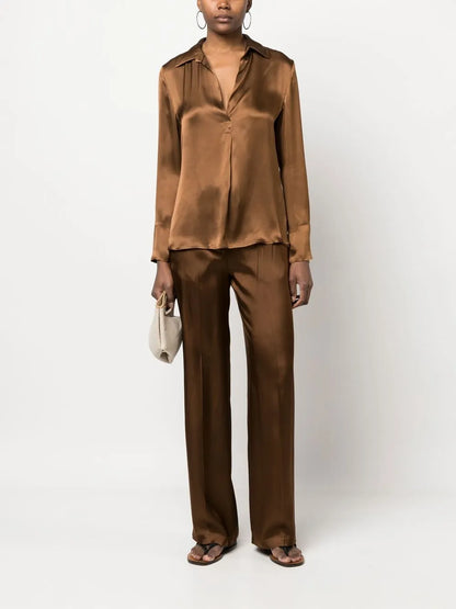 High-Waisted Straight-Leg Trousers