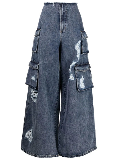 Wide-Leg Cargo Jeans