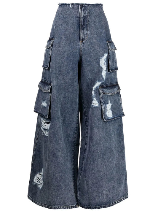 Wide-Leg Cargo Jeans