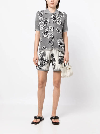 Floral-Print High-Waisted Shorts