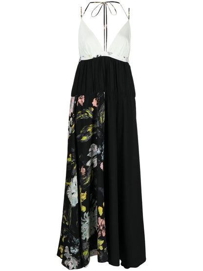 Floral-Print Silk Dress