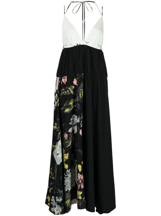 Floral-Print Silk Dress