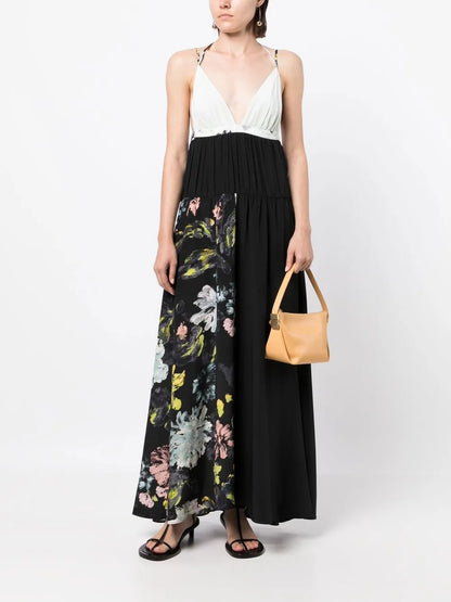 Floral-Print Silk Dress