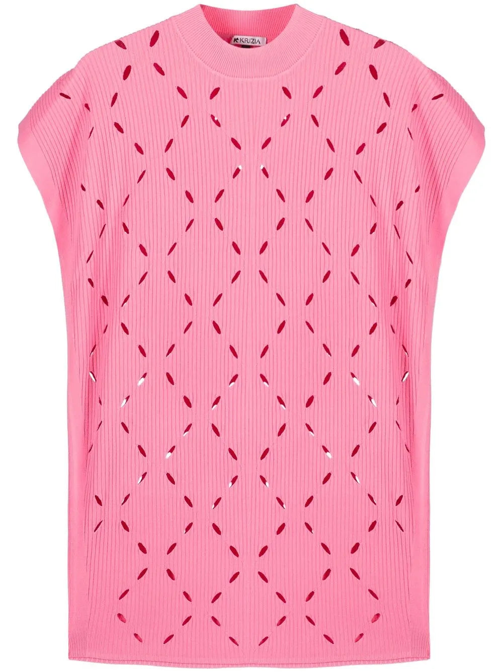 Cut Out-Detail Short-Sleeved Knitted Top