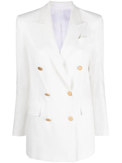 Double-Breasted Peak-Lapel Blazer