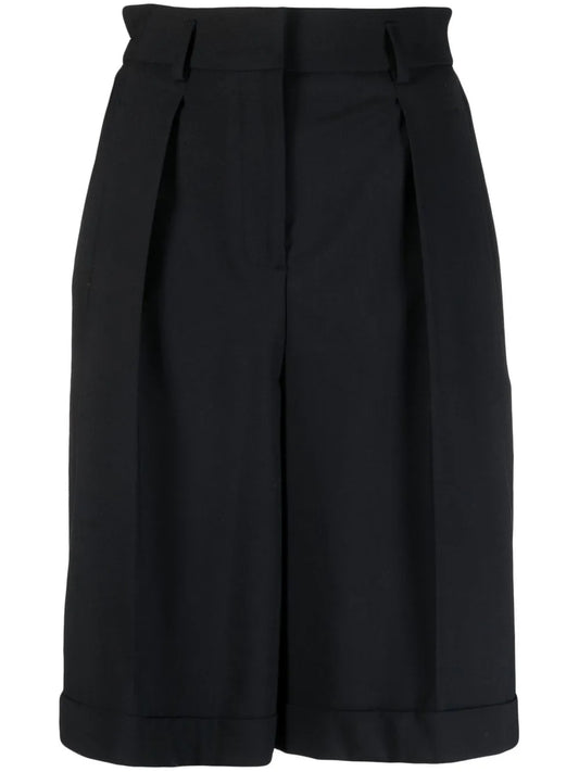 Pleat-Detail Knee-Length Shorts