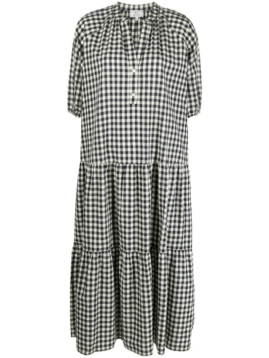 Gingham-Print Tiered Dress