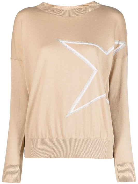 Star-Appliqué Boat-Neck Jumper