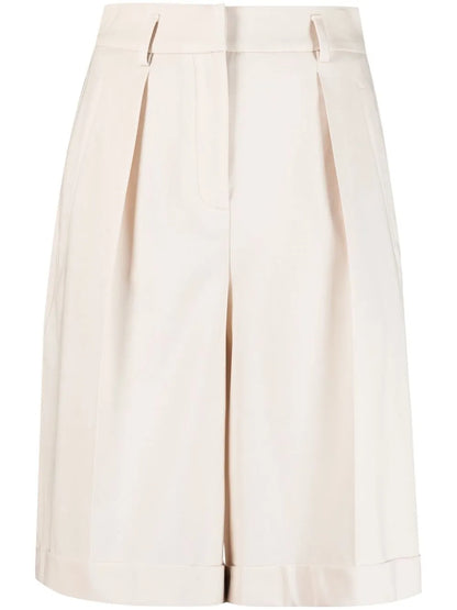 Pleat-Detail Knee-Length Shorts