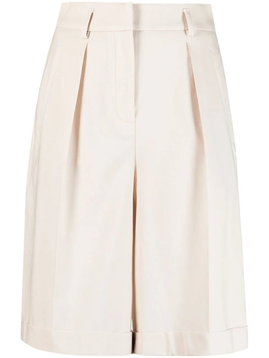 Pleat-Detail Knee-Length Shorts