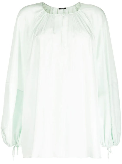 Gathered-Neck Silk Blouse