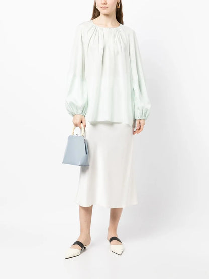 Gathered-Neck Silk Blouse