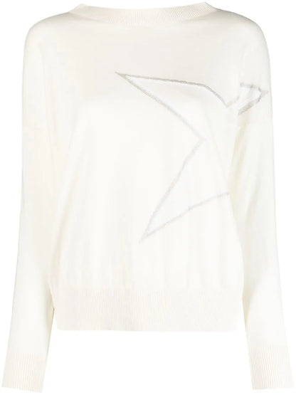 Star-Appliqué Boat-Neck Jumper