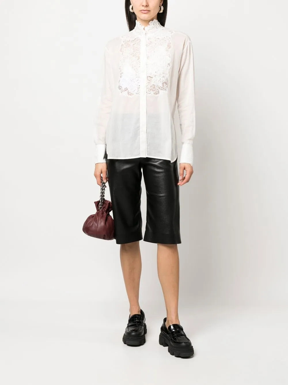 Corded-Lace Long-Sleeve Shirt