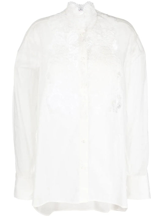 Corded-Lace Long-Sleeve Shirt