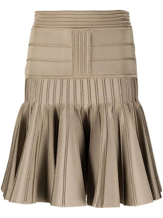 Pleated Knit Miniskirt