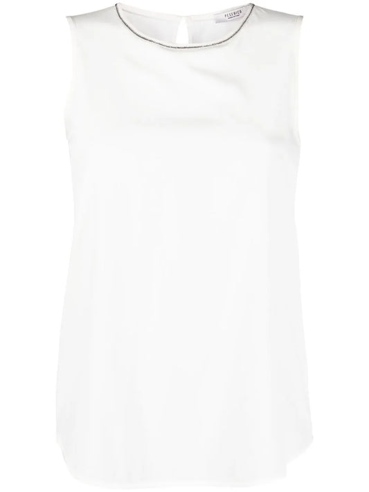 Bead-Detail Sleeveless Blouse