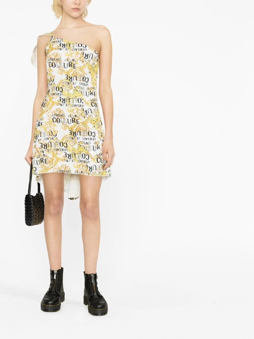 Logo-Print One-Shoulder Dress