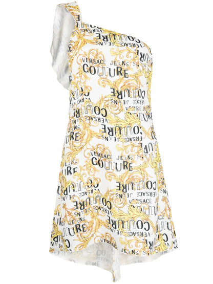 Logo-Print One-Shoulder Dress