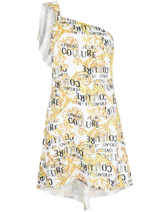 Logo-Print One-Shoulder Dress