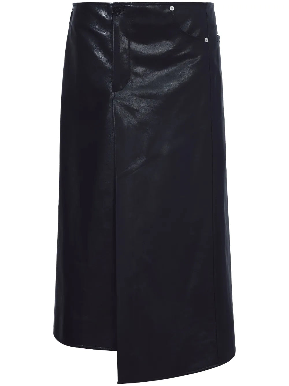 Asymmetric A-Line Leather Skirt