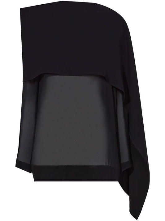 Asymmetric Semi-Sheer Chiffon Top